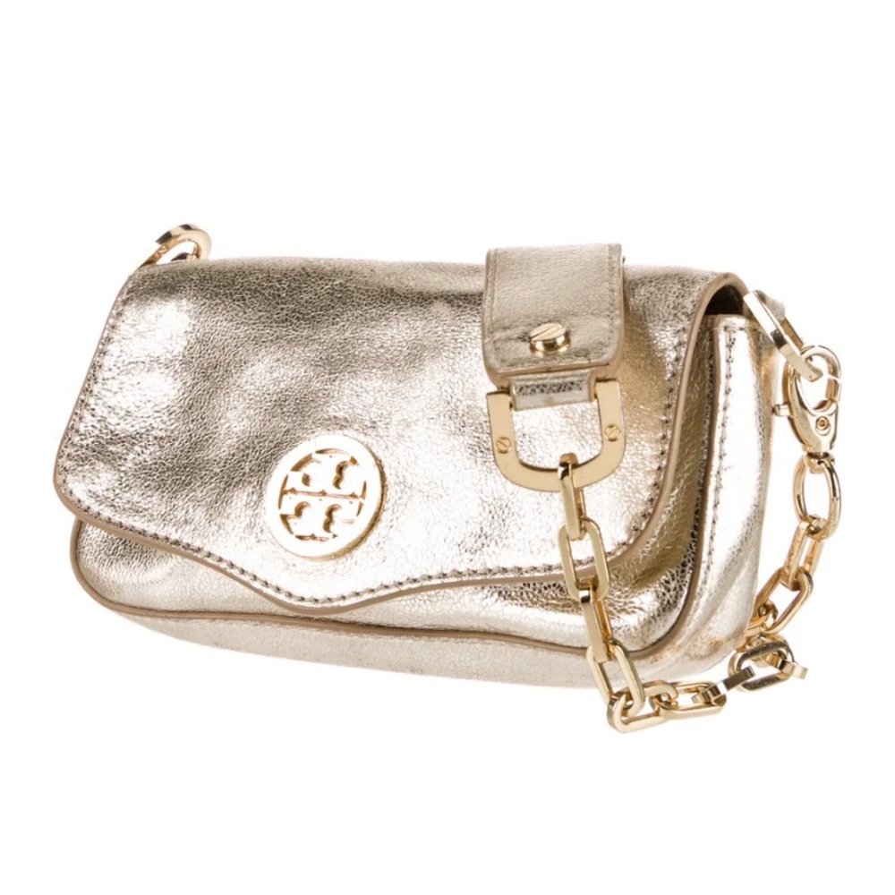 Tory Burch Distressed Metallic Leather Mini Bag
